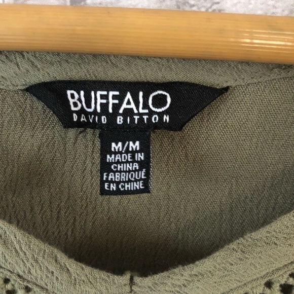 Olive v neck blouse by Buffalo David Bitton M - Picture 4 of 9